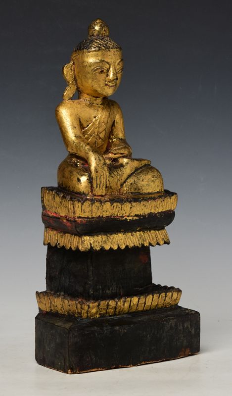 Early 19th Century, Early Mandalay, Burmese Wooden Seated Buddha