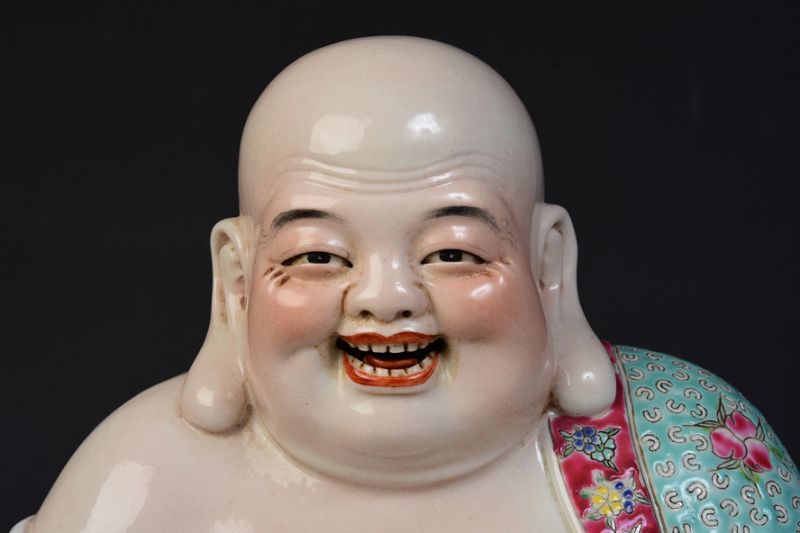 Early 20th Century, Republic, Chinese Porcelain Laughing Buddha