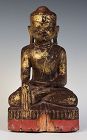 17th Century, Shan, Burmese Wooden Seated Lotus Buddha