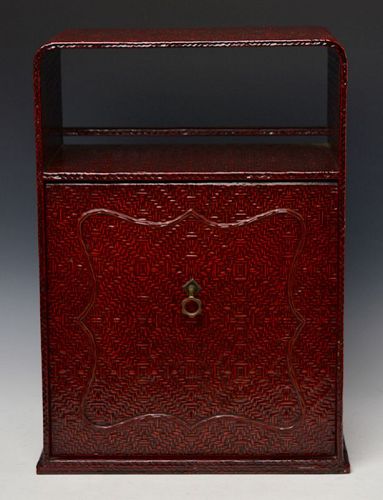 19th Century, Japanese Wooden Red Lacquered Cabinet