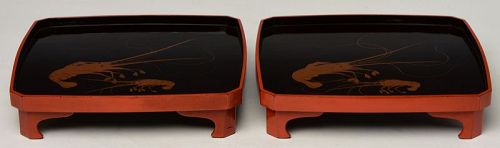 Late 20th Century, A Pair of Japanese Lacquered Trays