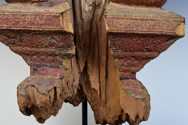 15th Century, Ava, Very Rare Burmese Wooden Seated Crowned Buddha