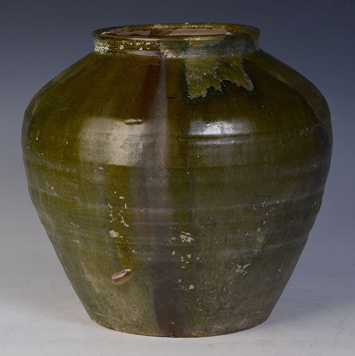 Han Dynasty, Chinese Green Glazed Pottery Jar