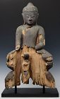 15th Century, Ava, Burmese Wooden Seated Buddha
