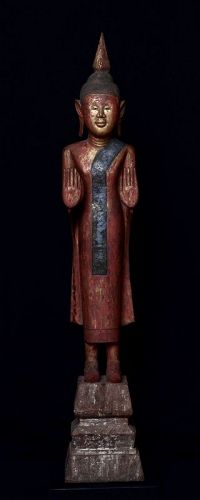 19th Century, Thai (Nan) Wooden Standing Buddha