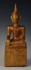 19th Century, Lanna Thai Wooden Seated Buddha