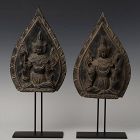19th Century, Mandalay, A Pair of Burmese Wooden Seated Angels