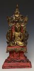 Early Mandalay, Burmese Paper Mache' Seated Buddha on The Throne