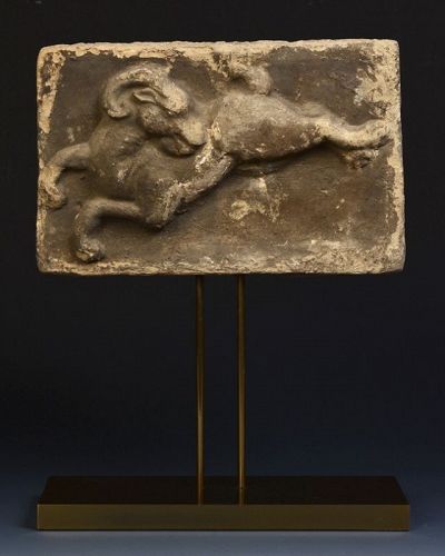Song Dynasty, Rare Chinese Pottery Goat Panel
