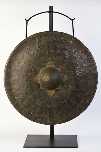 19th Century, Burmese Bronze Gong with Stand