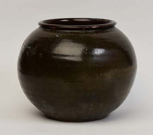 Yuan Dynasty, Chinese Brown Glazed Pottery Jar