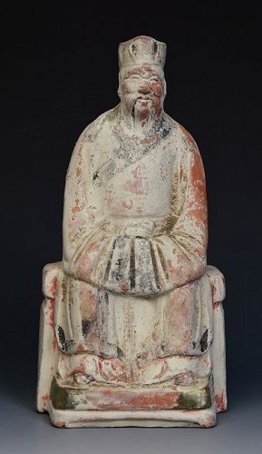 Ming Dynasty, Chinese Painted Pottery Immortal