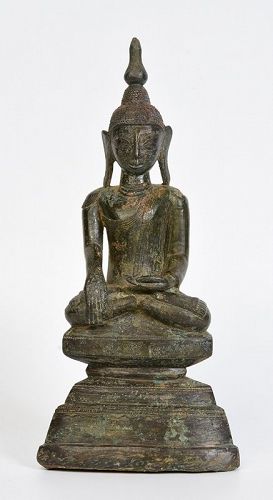 17th Century, Shan, Burmese Bronze Seated Buddha