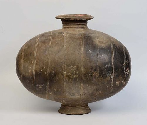 Han Dynasty, Chinese Pottery Cocoon Jar
