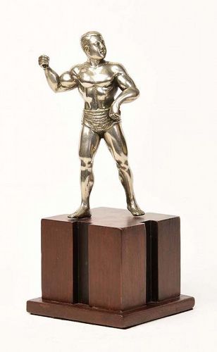 20th Century, Burmese Bronze Standing Bodybuilder