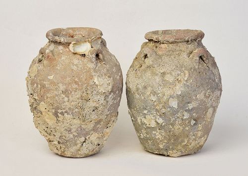 14th-16th Century, A Pair of Sukhothai Pottery Jars from Shipwreck