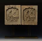 Song Dynasty, A Pair of Chinese Pottery Brick Tile with Figures