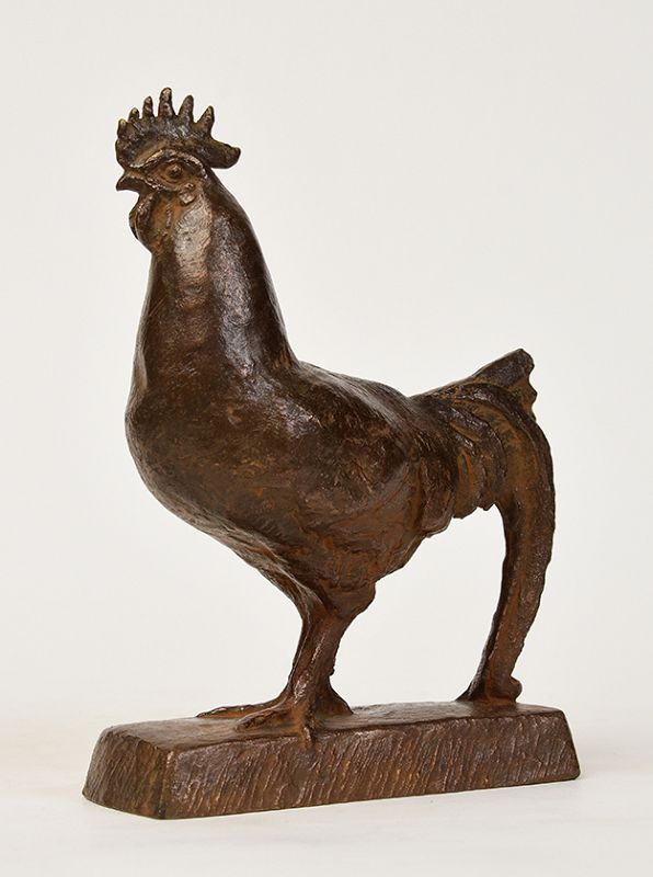 Mid-20th Century, Showa, Japanese Bronze Rooster with Artist Sign