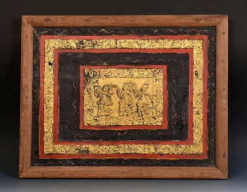 19th Century, Mandalay, Burmese Wood Carving Panel