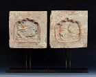 Song Dynasty, A Pair of Chinese Pottery Brick Tile with Figures