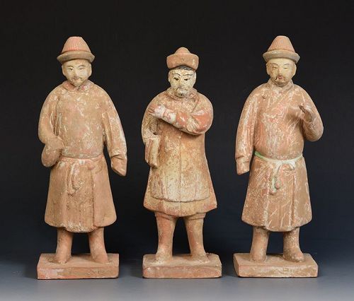 Ming Dynasty, A Set of Chinese Pottery Court Man