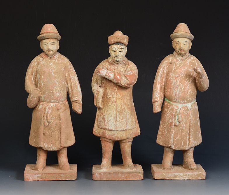 Ming Dynasty, A Set of Chinese Pottery Court Man