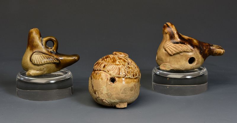 A Set of Chinese Pottery Musical Instrument in Animal Bird Shape