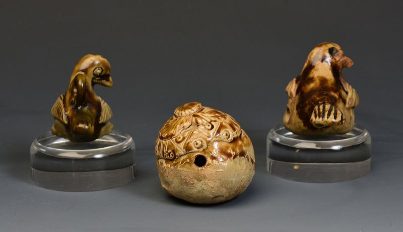 A Set of Chinese Pottery Musical Instrument in Animal Bird Shape