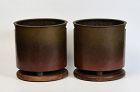 Early 20th C., Showa, A Pair of Japanese Bronze Hibachi Brazier Pots