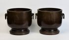 Early 20th C., Showa, A Pair of Japanese Bronze Hibachi Brazier Pots