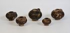 12th-13th C.,A Set of Khmer Brown Glazed Pottery Lime Pot in Owl Shape