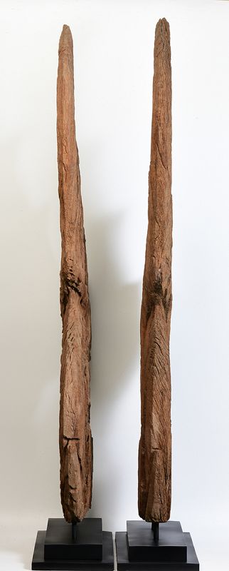 18th Century, A Pair of Thai Wooden Finial Naga (Chofa)