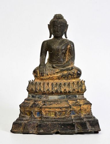 17th Century, Ayutthaya, Thai Bronze Seated Buddha