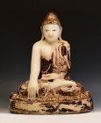 19th Century, Mandalay, Burmese Alabaster Seated Buddha