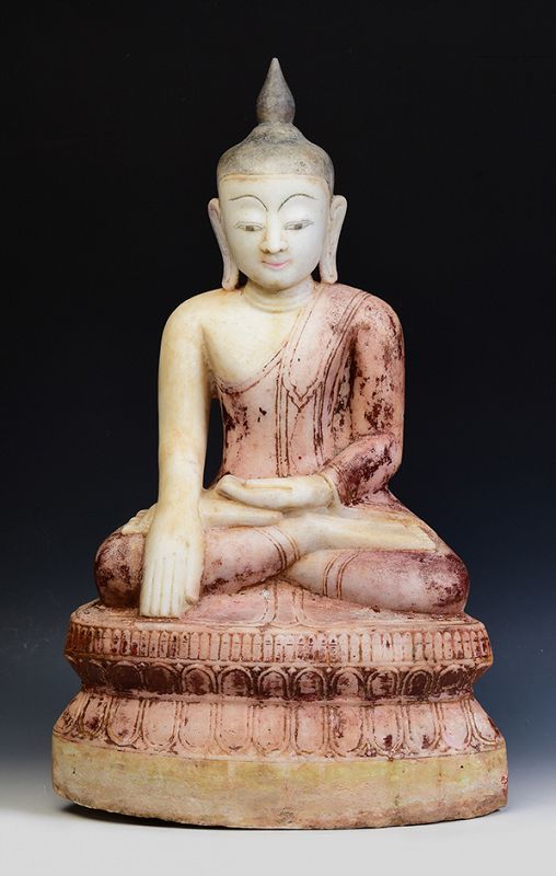 17th - 18th Century, Shan, Burmese Alabaster Seated Buddha