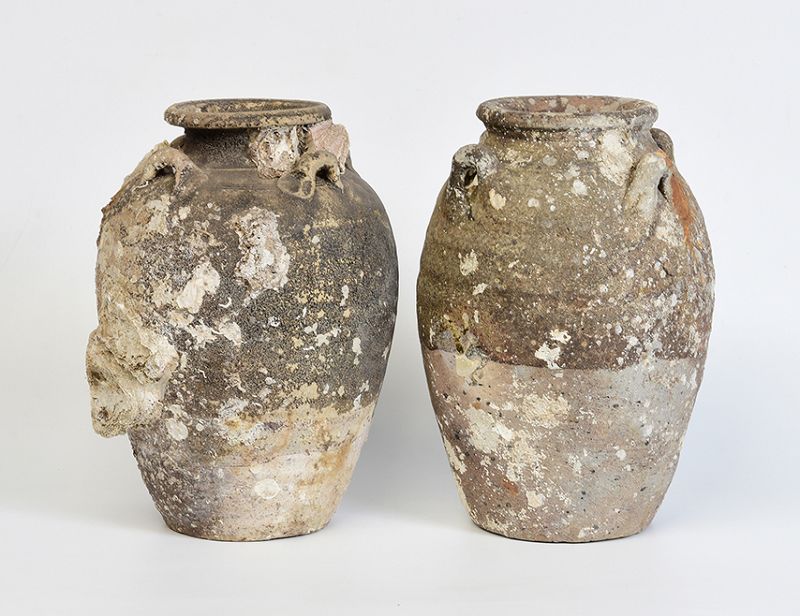 14th-16th Century, A Pair of Sukhothai Pottery Jars from Shipwreck