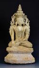 18th Century, Shan, Rare Burmese Alabaster Seated King Buddha