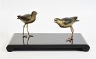 Early 20th Century, Showa, A Pair of Japanese Bronze Standing Birds