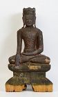 16th Century, Ava, Burmese Wooden Seated Crowned Buddha