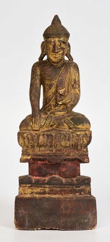 Late 18th Century, Tai Yai Burmese Wooden Seated Buddha