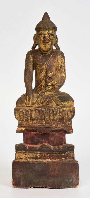 Late 18th Century, Tai Yai Burmese Wooden Seated Buddha