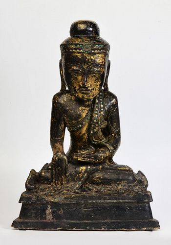 18th Century, Tai Yai Burmese Wooden Seated Buddha