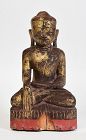 17th Century, Shan, Burmese Wooden Seated Lotus Buddha