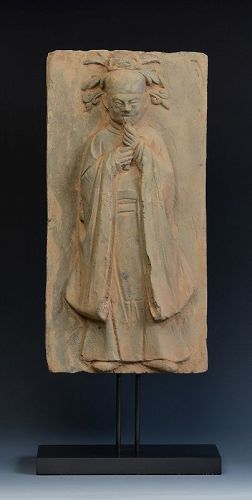 Song Dynasty, Chinese Pottery Flute Player Musician Panel