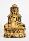 19th Century, Mandalay, Burmese Wooden Seated Lotus Buddha