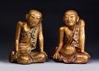 Early 19th Century, A Pair of Superb Burmese Lacquer Seated Disciples