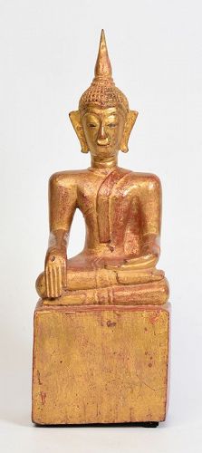 19th Century, Lanna Thai Wooden Seated Buddha