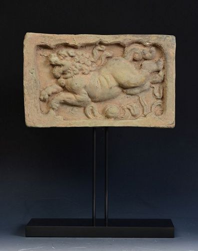 Song Dynasty, Chinese Pottery Lion Panel