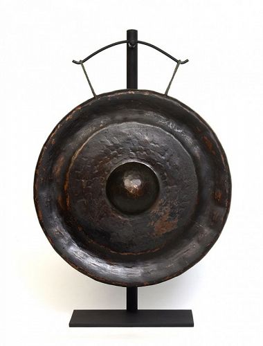 19th Century, Laos Bronze Gong with Stand