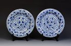 17th-18th C., Kangxi,A Pair of Chinese Porcelain Blue and White Dishes
